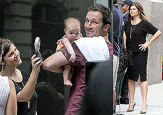 Pictures of Tiffani Thiessen With Baby Harper on the Set of White Collar in NYC