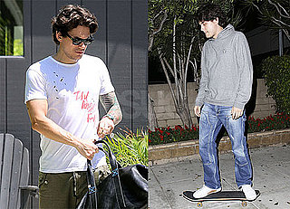Pictures of John Mayer Leaving a Workout and Skateboarding in LA