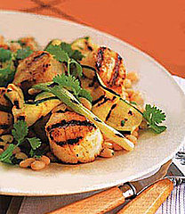 Healthy Recipe For Grilled Scallops, Zucchini, and White Beans