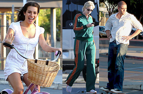 Pictures of Lea Michele, Jane Lynch, and Mark Salling on Glee Set in LA