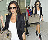 Photos of Victoria Beckham at Heathrow Airport in High Heels and Giant Bag