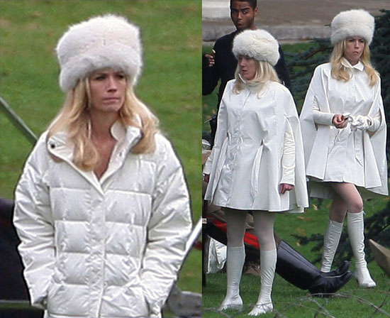 Pictures of January Jones Seeing Double on the Set of X-Men Pictures of January Jones Seeing Double on the Set of X-Men