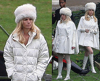 Pictures of January Jones Seeing Double on the Set of X-Men