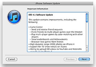 iOS 4.1 Update Available