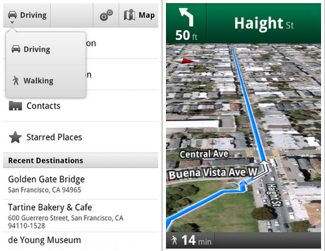 Walking Navigation on Google Maps 4.5 Update