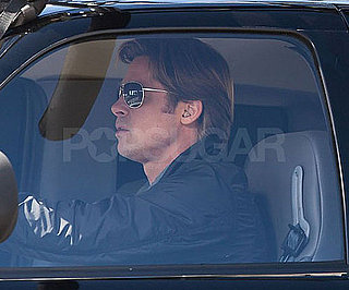 Pictures of Brad Pitt Driving on the Set of Moneyball in LA