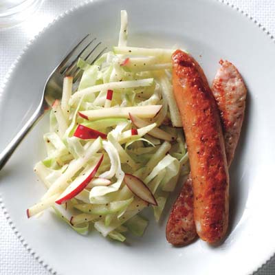 Fast, Easy, Affordable Weeknight Meal: Chicken Sausages With Slaw Recipe Fast, Easy, Affordable Weeknight Meal: Chicken Sausages With Slaw Recipe