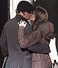 Angelina Jolie and Brad Pitt Kissing on Set