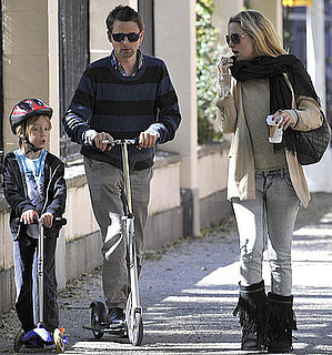 Pictures of Kate Hudson Walking With Ryder Robinson and Matthew Bellamy as They Ride Scooters