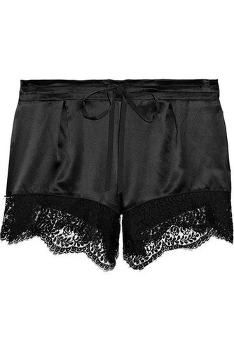 Lover - Lace-trimmed silk shorts