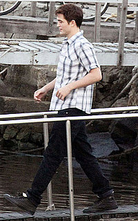 Pictures of Robert Pattinson Filming in a Boat For Breaking Dawn in Brazil