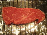 NY strip steak with onion confit