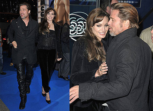 Brad Pitt and Rocks Leather Pants with Angelina Jolie at Megamind Premiere in Paris