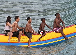 Shirtless Diddy on a Banana Boat in St. Barts