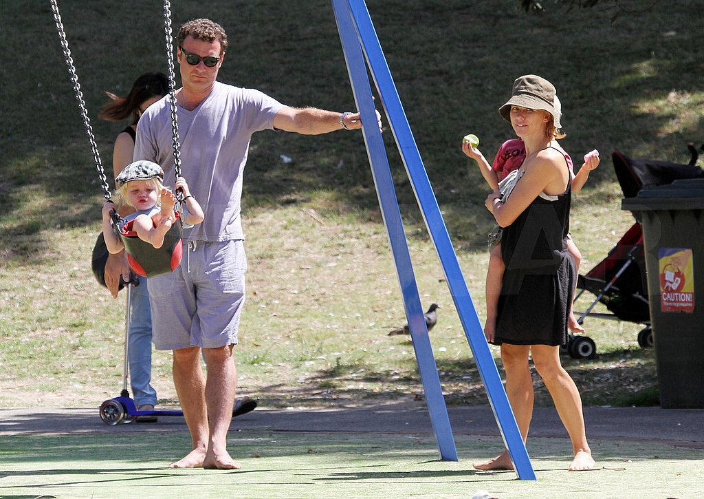 Liev Schreiber Goes Shirtless During a Swinging Park Day With Naomi, Sasha, and Samuel Liev Schreiber Goes Shirtless During a Swinging Park Day With Naomi, Sasha, and Samuel