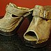 eBay Find! Neutral Tan Embossed Peep Toe Clogs