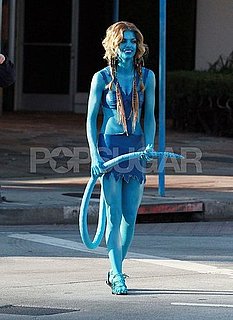 Pictures of AnnaLynne McCord Dressed as Avatar Filming 90210