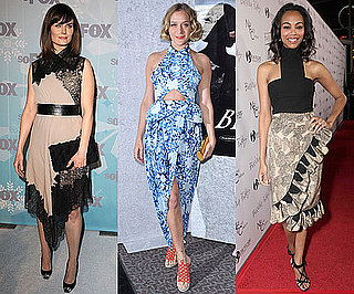 Pictures of Zoe Saldana, Chloe Sevigny, Emily Deschanel Wearing Printed, Cutout Dresses