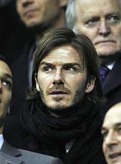 Pictures of David Beckham Training on a Soccer Field in Essex