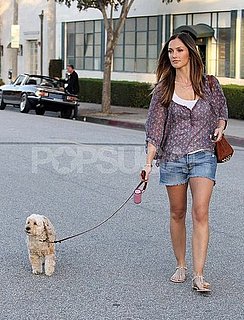 Pictures of Minka Kelly Walking Dog in LA