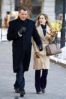 Pictures of Sarah Jessica Parker and Pierce Brosnan Filming I Don't Know How She Does It