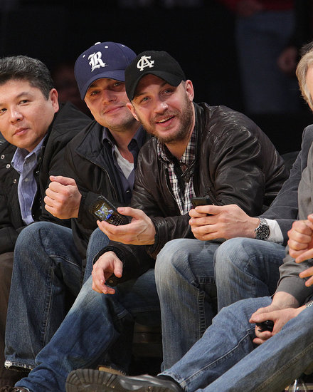 Pictures of Leonardo DiCaprio and Tom Hardy at a Lakers Game Pictures of Leonardo DiCaprio and Tom Hardy at a Lakers Game