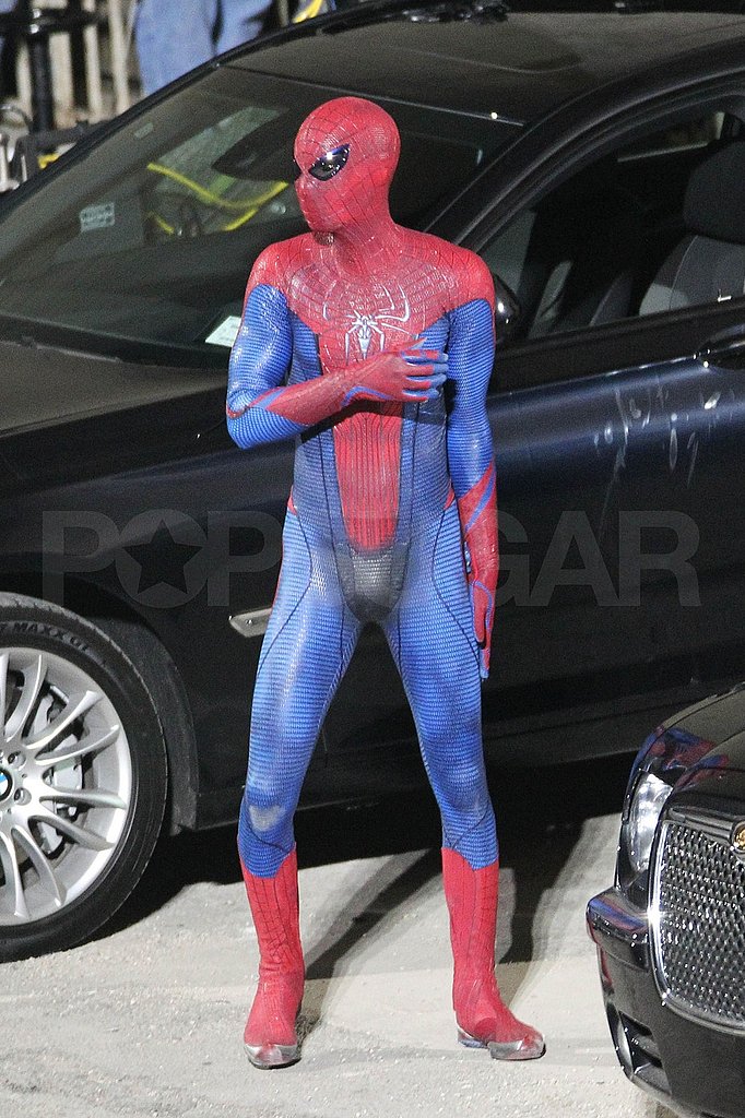 See Andrew Garfield in His Extremely Tight Spider-Man Costume! See Andrew Garfield in His Extremely Tight Spider-Man Costume!