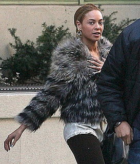 Pictures of Beyonce Leaving Her NYC Home in a Fur Jacket