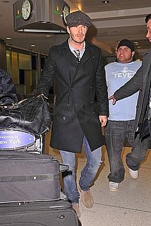 Pictures of David Beckham at JFK Airport to Spend Valentine's Day With Pregnant Victoria