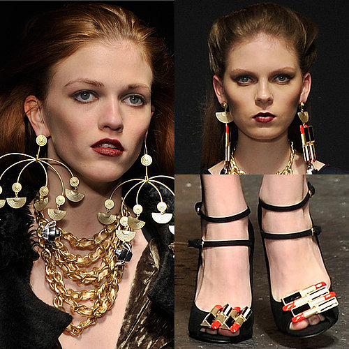 Photos of Lipstick Shoes and Earrings at Danielle Scutt's Autumn Show at London Fashion Week
