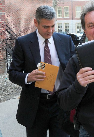 Pictures of George Clooney Arriving on Set of The Ides of March in Ohio
