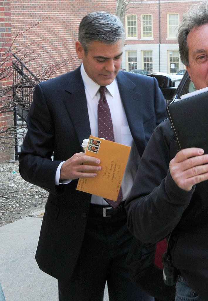 Pictures of George Clooney Arriving on Set of The Ides of March in Ohio Pictures of George Clooney Arriving on Set of The Ides of March in Ohio