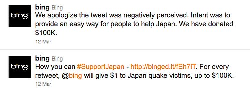Microsoft Bing's Japan Earthquake Twitter Campaign.
