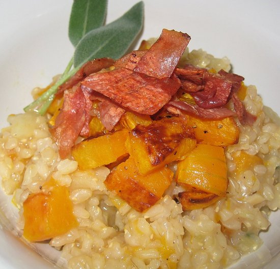 Roasted Butternut Squash Risotto with Crispy Prosciutto and Sage