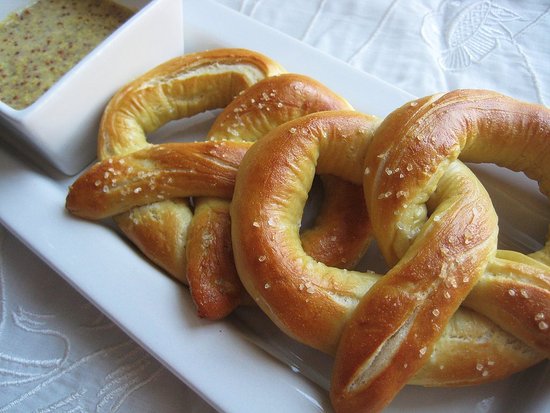 Homemade German Soft Pretzels with Hefeweizen Horseradish Mustard