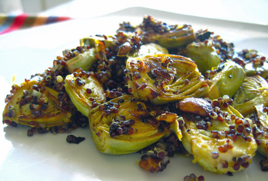 Pan Roasted Artichokes With Pistachios and Black Quinoa Pan Roasted Artichokes With Pistachios and Black Quinoa
