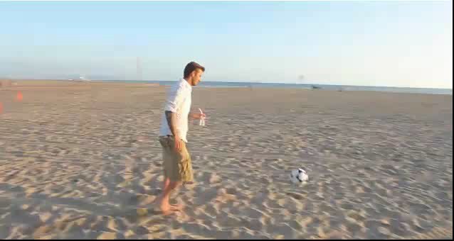 Watch David Beckham's Amazing Soccer Trick on the Beach!