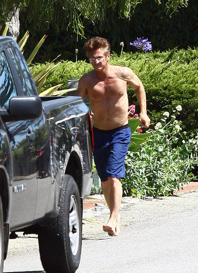 Sean Penn Paddle Boarding Shirtless in Malibu