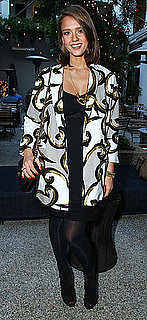 Jessica Alba Wears Swirly White Jacket