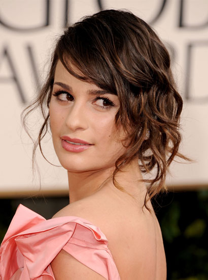 Wedding Hairstyles Up'dos Lea Michele's tousled Golden Globes up'do is