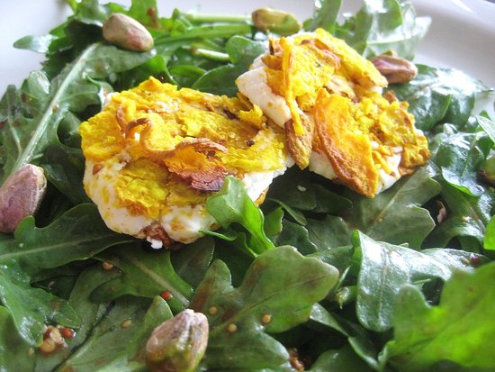 Golden Beet Chip-Encrusted Goat Cheese Salad