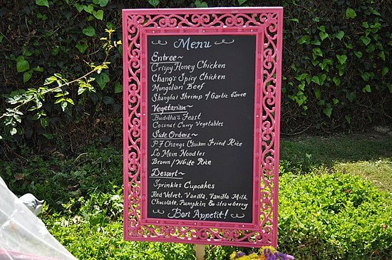 The menu (we made the board out of foam board and chalkboard paint)