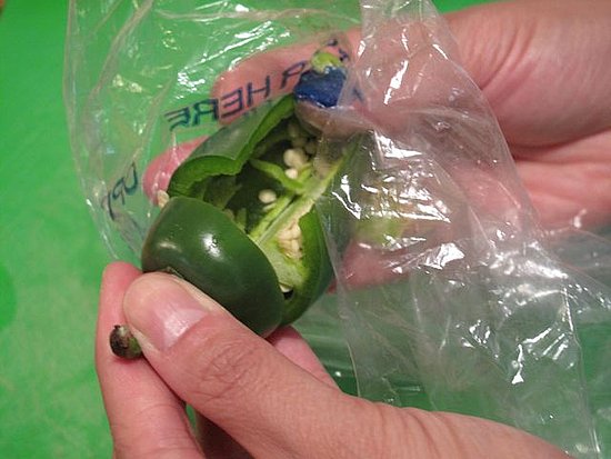 Step 4: Remove the seeds and veins. Step 4: Remove the seeds and veins.