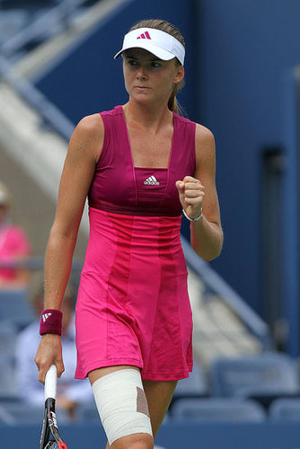 Daniela Hantuchova styled herself in a feminine two-shaded pink Adidas dress for the US Open in 2010.
Daniela Hantuchova styled herself in a feminine two-shaded pink Adidas dress for the US Open in 2010.