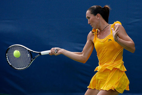 Jelena Jankovic wore a yellow tutu-inspired tennis dress in 2009.
Jelena Jankovic wore a yellow tutu-inspired tennis dress in 2009.
