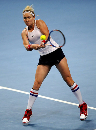 Bethanie Mattek-Sands' style is best known for wearing knee-high socks with her tennis outfits.
Bethanie Mattek-Sands' style is best known for wearing knee-high socks with her tennis outfits.
