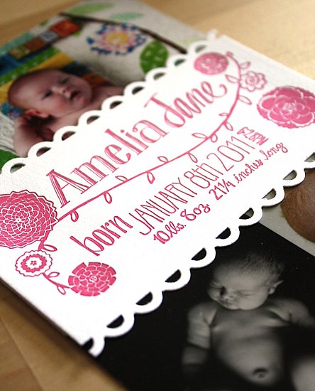Letterpress Birth Announcement Photo Band