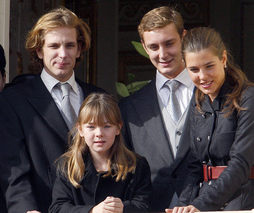 Charlotte and all her siblings stuck together during a ceremony for Monaco's National Day in November 2009.
Charlotte and all her siblings stuck together during a ceremony for Monaco's National Day in November 2009.