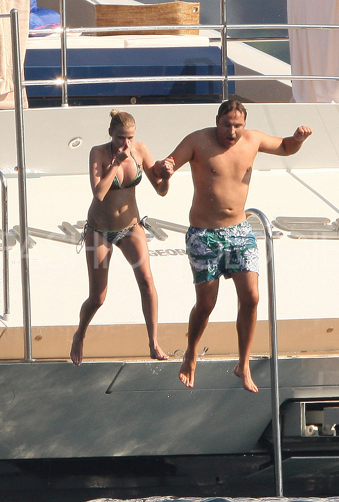 Lara Stone, Husband David Walliams Get a Swim In in Saint Tropez Lara Stone, Husband David Walliams Get a Swim In in Saint Tropez