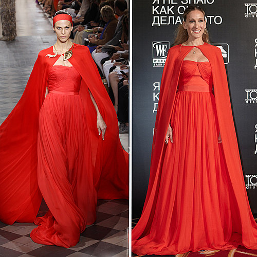 Sarah Jessica Parker's Red Giambattista Valli dress and Cape, do you rate it or hate it?